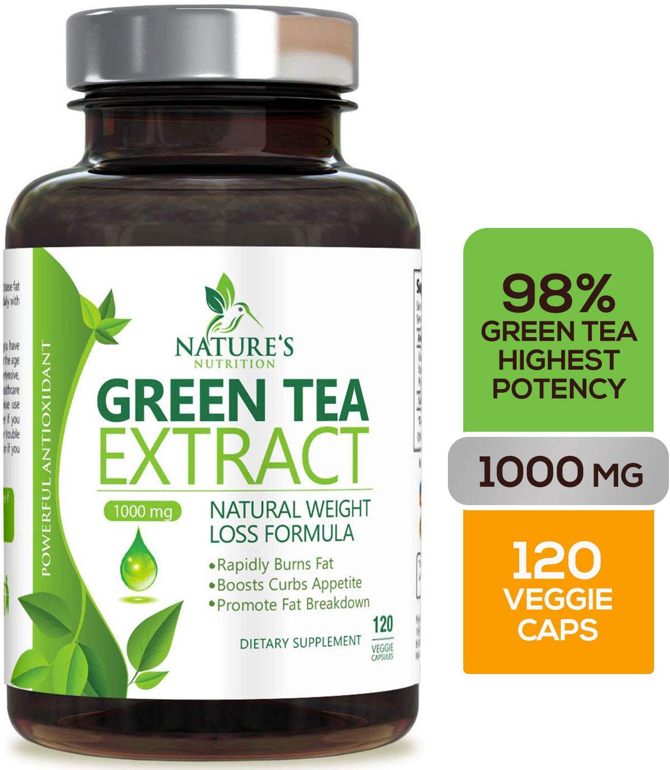 Green Tea Fat Burner 1000mg EGCG Extract Natural Weight Loss Supplement